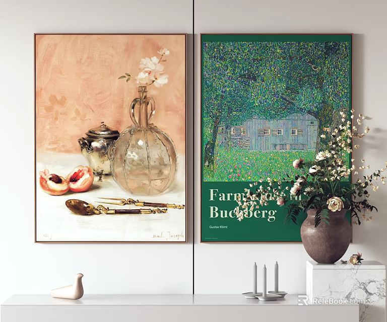 Art Prints And Decor Elements In Modern Living Space 3d model