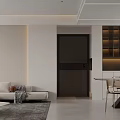 Elegant Modern Living Dining Room Interior With Pendant Light And Wall Design