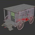Vintage Prison Wagon With Metal Bars Enclosure Large Spoked Wheels And Metal Roof