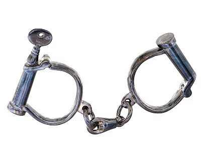 Vintage Metal Handcuffs With Chain Link Design And Classic Lock Mechanism 3d model
