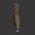 Girl in Brown Bear Onesie with Arms Outstretched on Gray Gradient Background