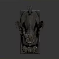 Shiny Metal Winged Lion Statue In Sitting Pose With Decorative Base