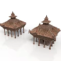 Traditional Wooden Pavilion Architecture With Multi Tiered Roof And Curved Eaves