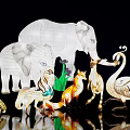 Animal Shaped Landscape Sculptures Featuring Elephant Swan Fox And Horse Light Artworks