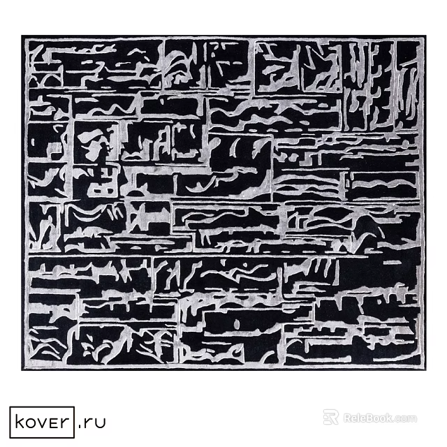 Modern Black And White Square Carpet With Abstract Geometric Pattern Design 3d model 