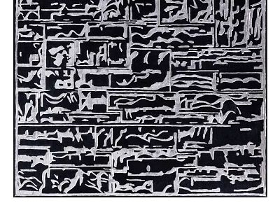 Modern Black And White Square Carpet With Abstract Geometric Pattern Design 3d model