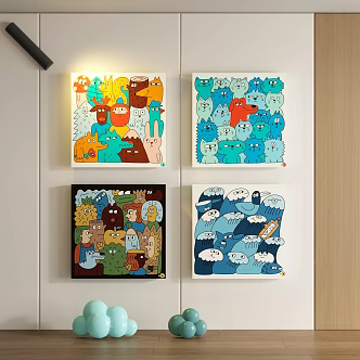 Modern children's cartoon graffiti decorative painting 3d model