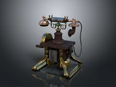 Vintage Telephone With Classic Design Brass Components And Retro Decorative Style 3d model