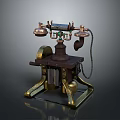 Vintage Telephone With Classic Design Brass Components And Retro Decorative Style