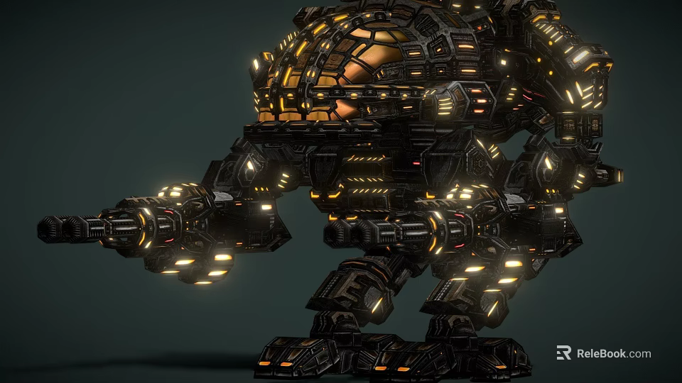 Futuristic Mechanical Weapon With Glowing Elements And Massive Sci Fi Structure 3d model