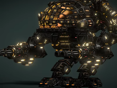 Futuristic Mechanical Weapon With Glowing Elements And Massive Sci Fi Structure 3d model