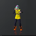 3D Anime Character Model With Blue Green Hair Yellow Top And Red Boots