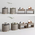 Modern Bedside Tables With Various Designs Drawers Lamps And Decor Plants