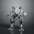 Futuristic Mechanical Robot Game And Movie Character With Gray White Armor And Orange Accents