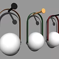 Modern Wall Sconces With White Globe Shades And Multicolored Metal Frames 3d model