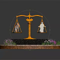Elegant White Robe Apparel Featured On Golden Scale With Floral Decor
