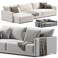 White and Gray Sectional Sofa with Decorative Pillows Throw Blanket Multiple Color Options Modern Design 3d model