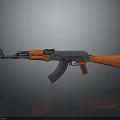 Orange And Gray Tactical Rifle With Modern Grip Stock And Barrel