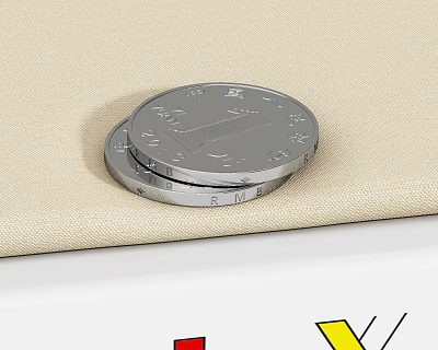 Two Silver Coins Stacked on Beige Fabric for Daily Living Supplies 3d model Two Silver Coins Stacked on Beige Fabric for Daily Living Supplies 3d model