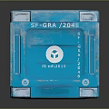 Blue Shipping Container With Sketchfab Logo And Metal Corrugated Surface
