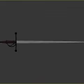 Medieval Fantasy Sword With Blue Glowing Blade Red Hilt And Decorative Guard