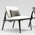 Modern Design Accent Chairs With White Cushion Black Frame And Geometric Pattern Pillow