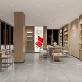 Modern Specialty Store Exterior With Glass Facade Wooden Frames And Interior Product Displays