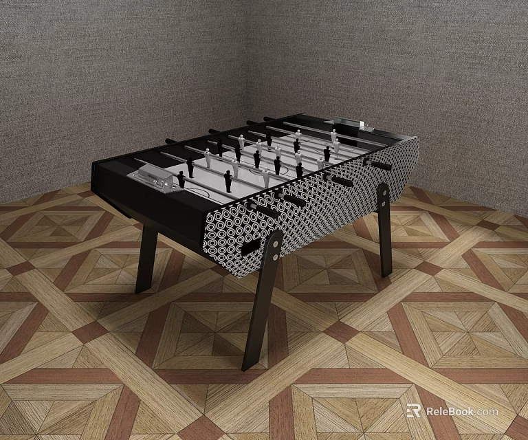 Modern Indoor Play Equipment Foosball Table With Grid Pattern And Geometric Floor 3d model 