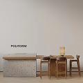 POLIFORM Modern Dining Table Set With Wooden Stools And Table Lamp 3d model