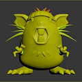Cute Cartoon Hamster Character With Open Mouth Long Whiskers And Orange Ears