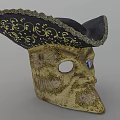Elegant Ornate Decorative Mask With Black Hat And Intricate Gold Textured Patterns