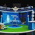 Yikehuoquan Brand Stage With Football Elements Green Lawn And Blue