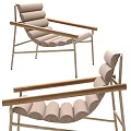 Modern Lounge Chair With Wooden Armrests And Upholstered Fabric For Comfortable Relaxation Design