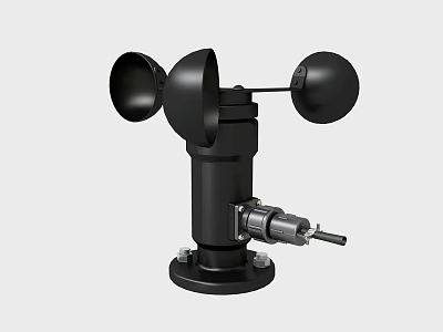 Black Durable Public Facility Outdoor Wind Speed Sensor For Weather Monitoring 3d model