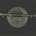 Vintage Military Weapon With Long Barrel Circular Base And Mechanical Components