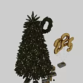 Christmas Decorative Ornament Set with Christmas Tree Wreath and Gold 2025 Balloons