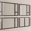 Modern Casement Windows Black Frame Transparent Glass Different Sizes Design 3d model