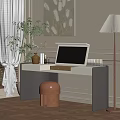 Middle Ancient Dressing Table Dressing Table Stool 3d model