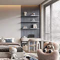 Kids Room Interior Design With Bed Bookshelves Toys Rug And Wall Art