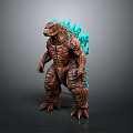 Godzilla Creature Character With Brown Textured Body And Blue Glowing Dorsal Spikes
