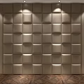 Elegant Modern Upholstered Wall Panel Design With Diamond Pattern And Lighting 3d model