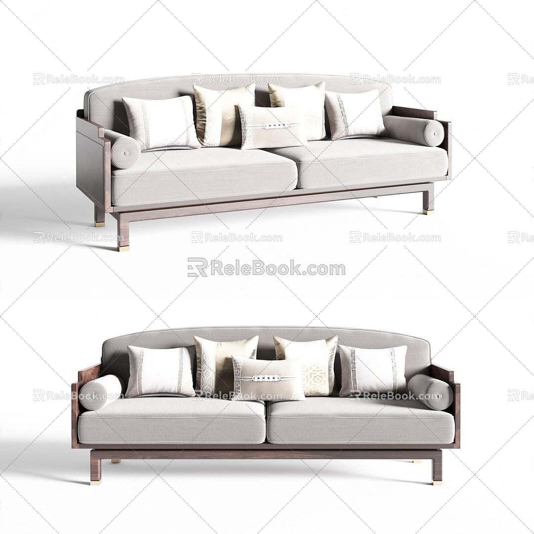 Yunshui Tanxin new Chinese-style three-person sofa 3d model