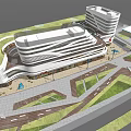 Modern Commercial Complex Featuring Contemporary Architecture Plaza Green Areas And Pedestrian Walkways