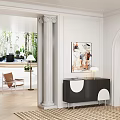 Modern Entryway Cabinet And Sideboard Interior Design With Black Finish White Details And Table Lamp