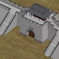 Ancient Chinese Architecture Gate With Stone Walls Red Wooden Door And Traditional Roof