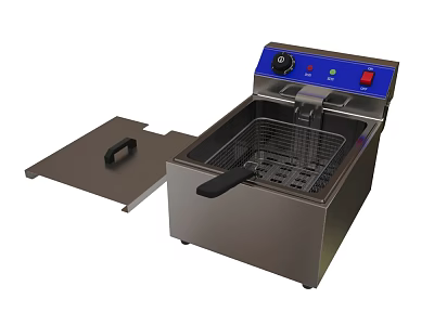 Commercial Kitchen Electric Deep Fryer With Stainless Steel Body Control Panel And Frying Basket 3d model
