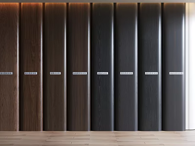 Various Colored Wooden Panels With Labeled Samples For Interior Design 3d model
