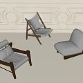 Modern Leisure Chairs With Wooden Frames And White Upholstery In Interior Setting