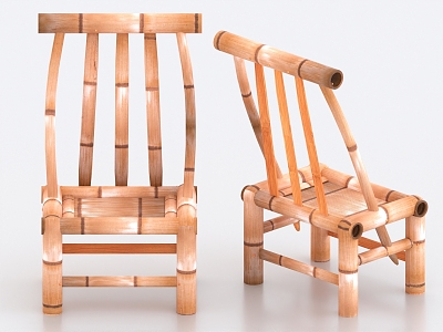 Chinese Bamboo Chair Backrest Chair Single Chair 3d model