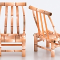 Chinese Bamboo Chair Backrest Chair Single Chair 3d model